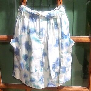 White and blue linen miniskirt by Generra for Anthropologie, size 4